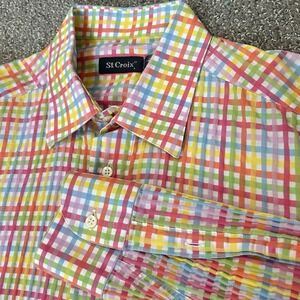St Croix Made In Italy ~ Multicolor Long Sleeve Button Down Shirt ~ Mens LARGE